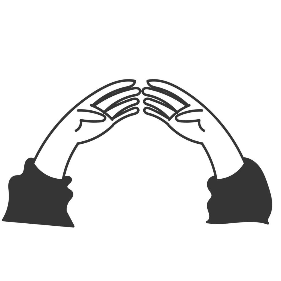 two hands reaching out to each other in a hug and hold gesture vector