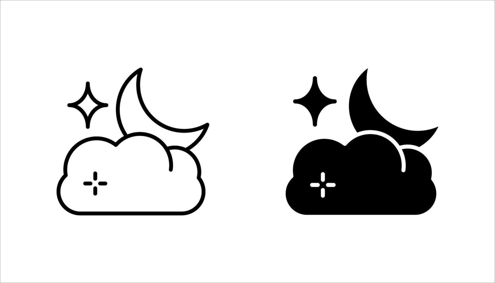 Moon Icon Set, Silhouette Style, on white background.. vector