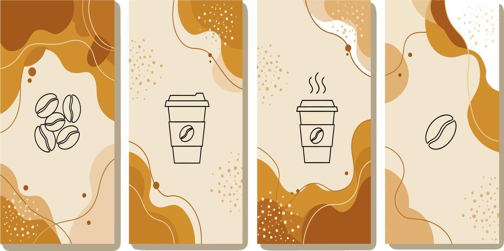Coffee banner set with coffee beans and coffee cups illustration vector