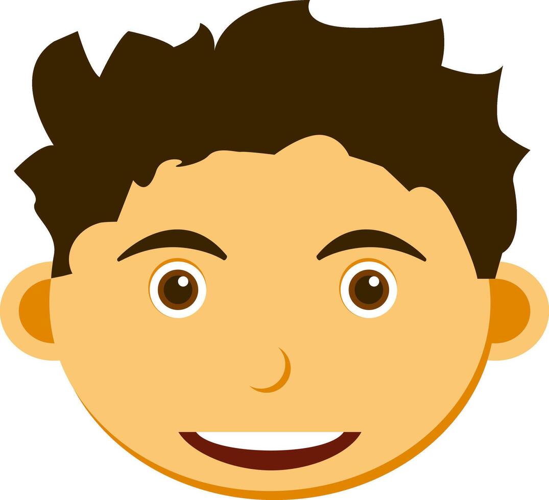 A cartoon boy's face with brown hair vector