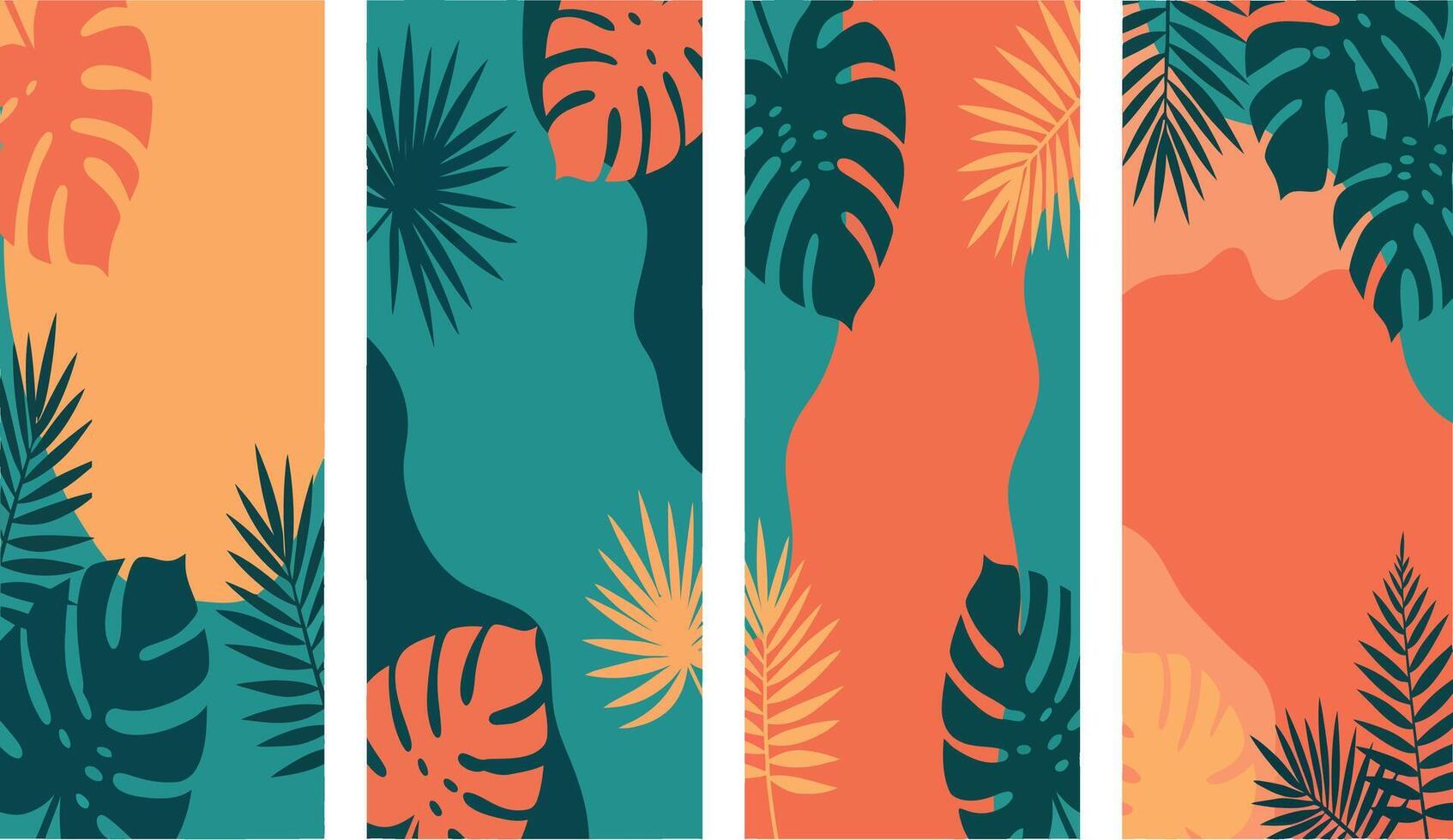 Four vertical banners with tropical plants vector