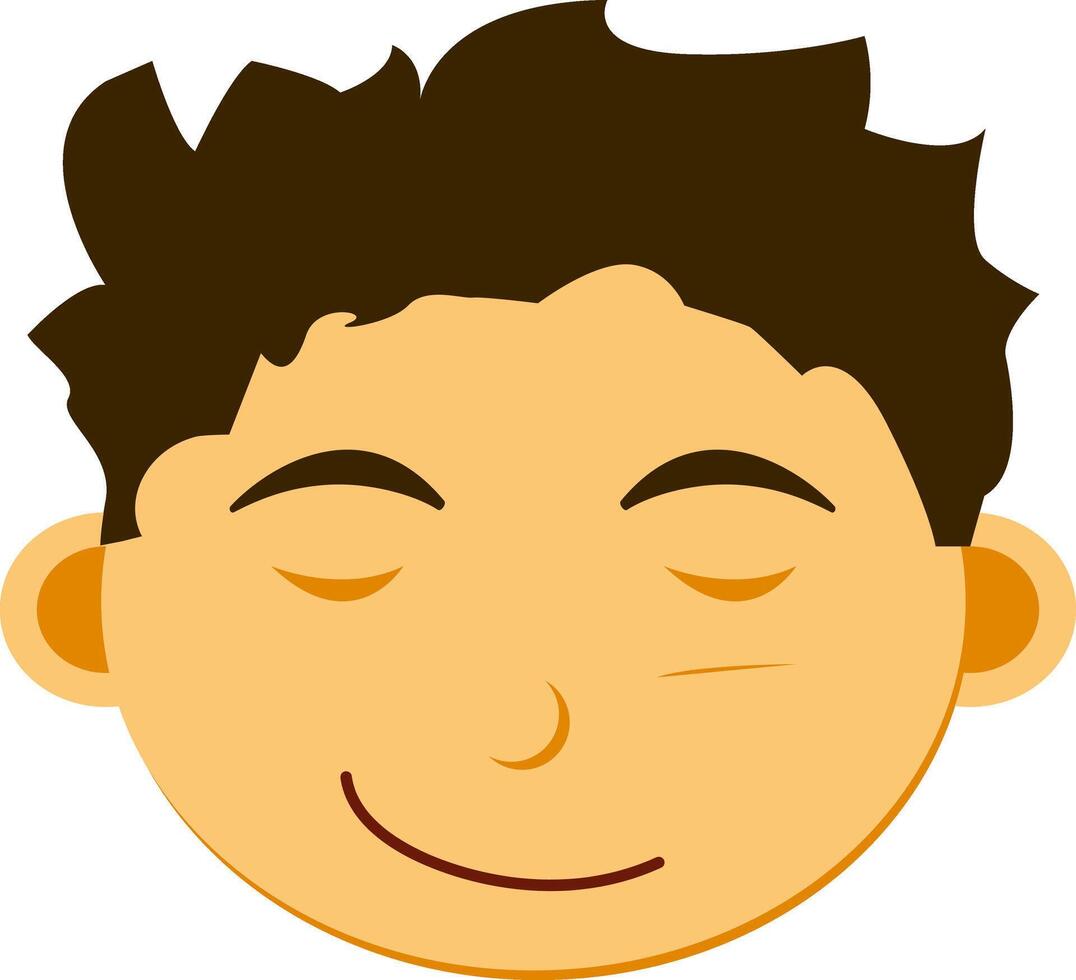 A cartoon face with eyes closed and a smile vector