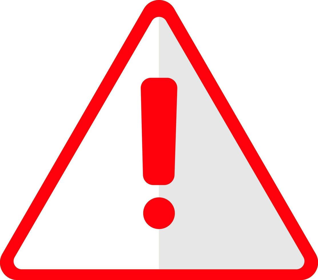 A red and white warning sign with an exclamation mark vector