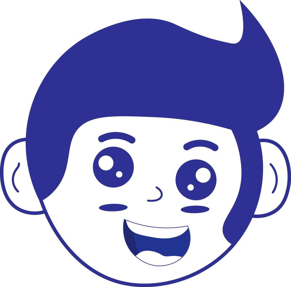 A cartoon boy with blue hair and a smile vector