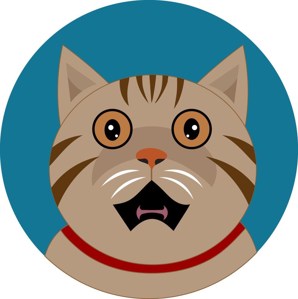 a cartoon cat with a red collar and a big mouth vector