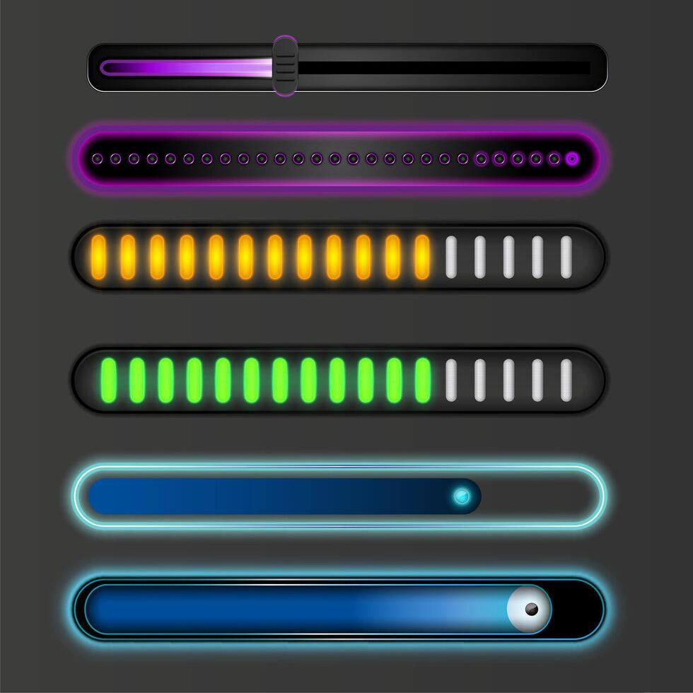 Gradient different sliders collection vector