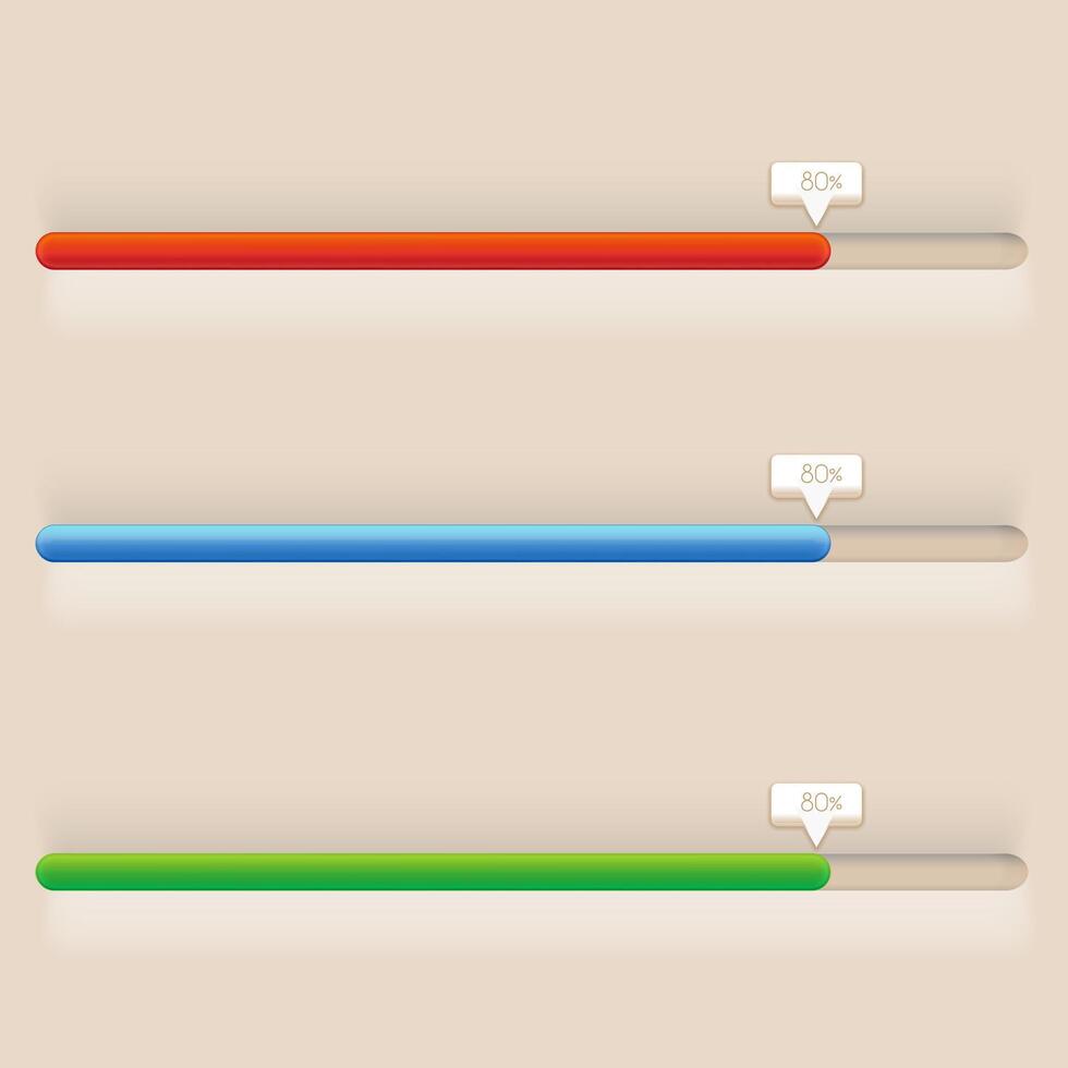Three horizontal progress bars against a beige background vector