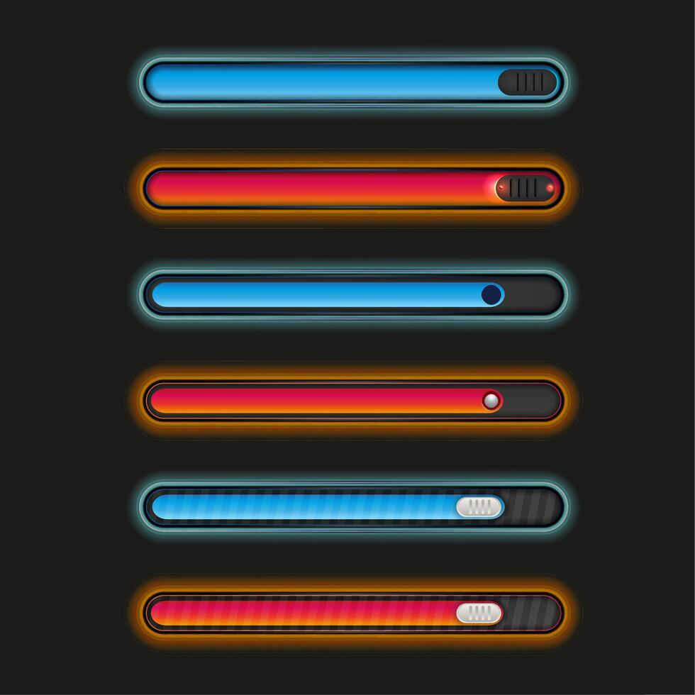horizontal progress bars with various gradient colors vector