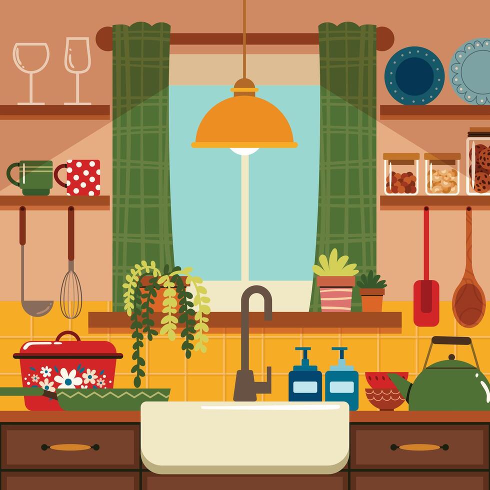 Kitchen Utensils flat Illustration Composition vector