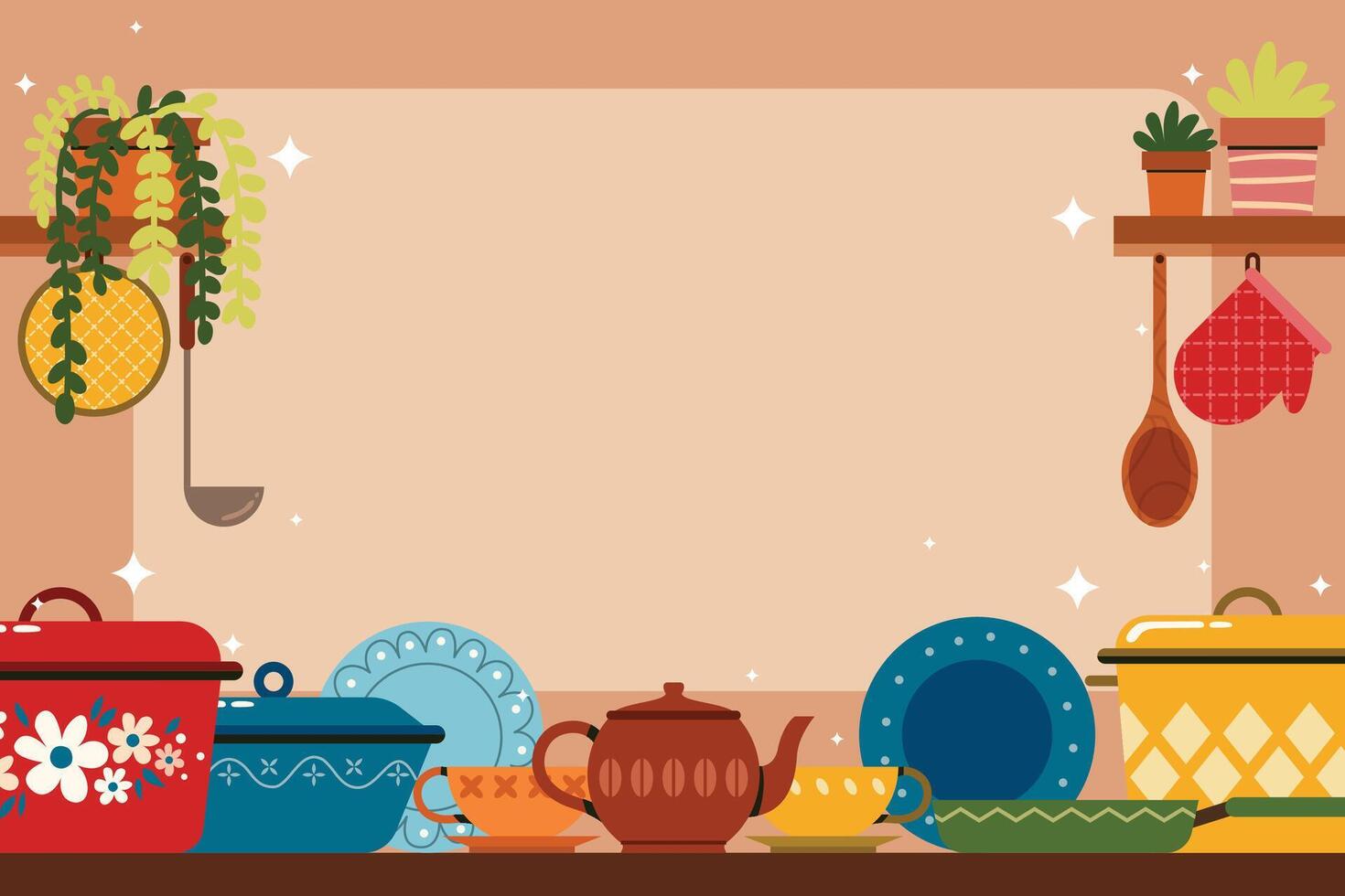 Kitchen Utensils flat Cartoon Background vector