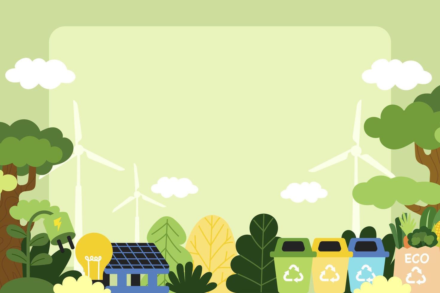 Green Ecologic Landscape flat Background vector