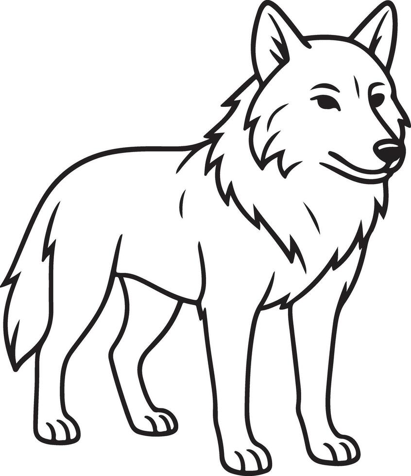 Outlined Arctic Wolf Full Body Sketch vector