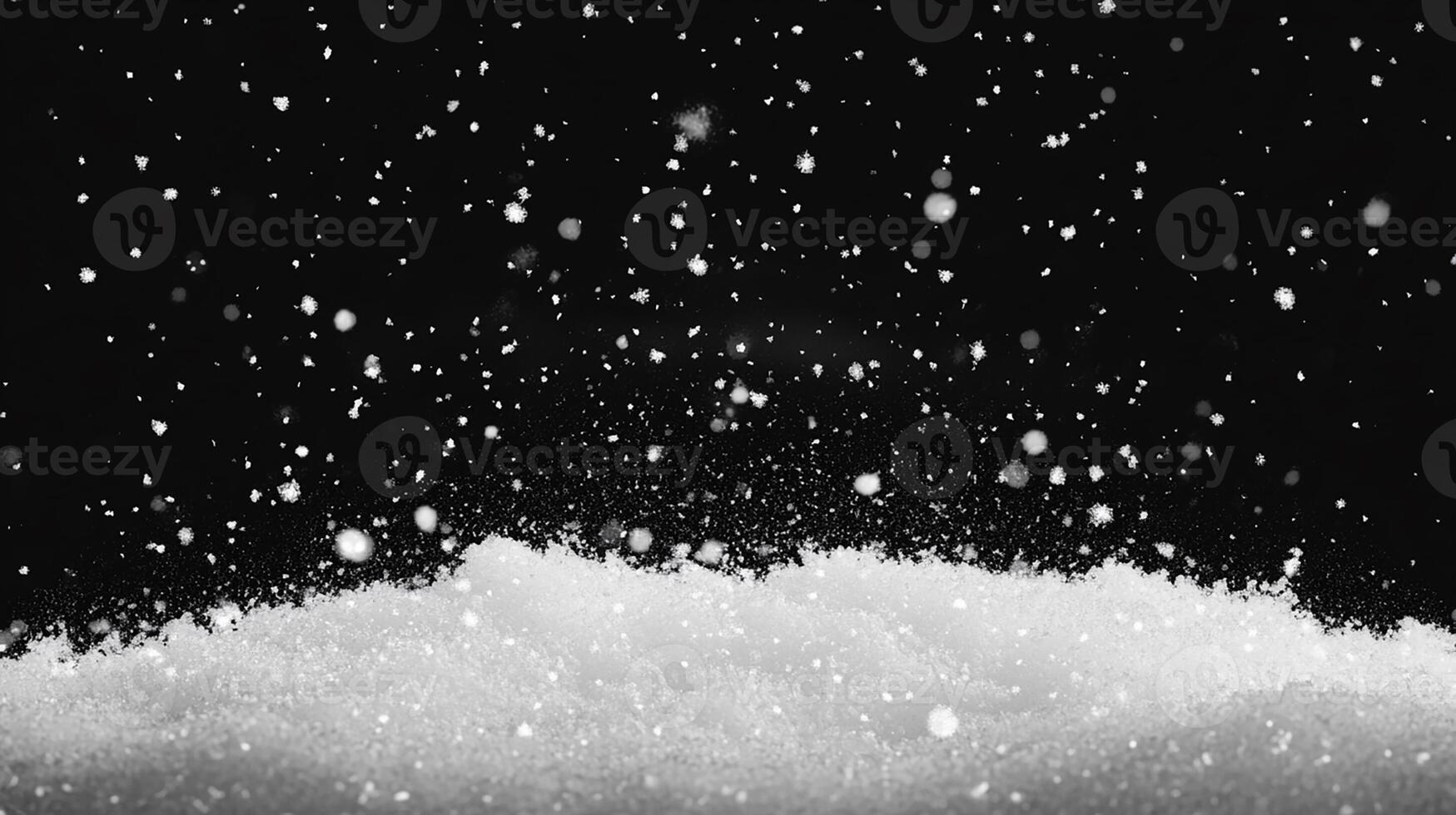 Snowfall with Soft White Snow on Dark Background photo