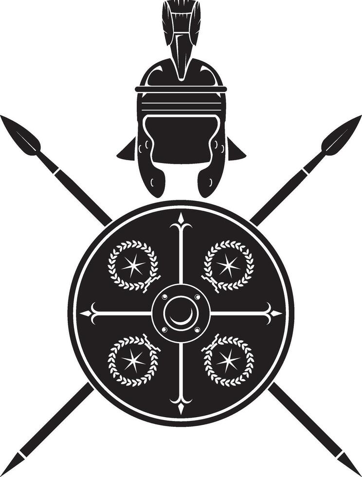Roman Shield Helm and Spear vector