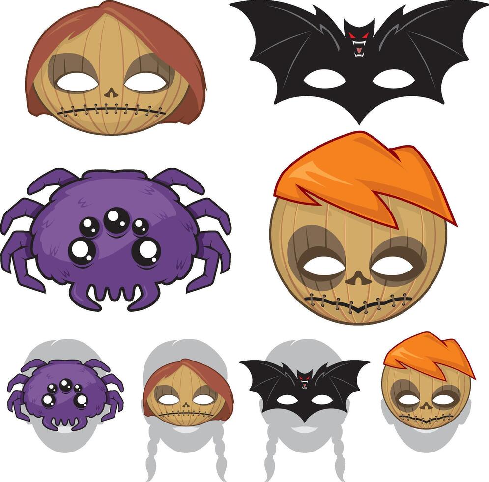 Halloween Monster Mask Set vector