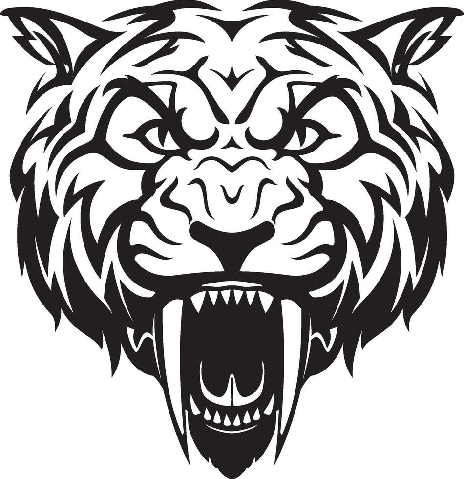 Sabertooth Head, Prehistoric Cat Animals vector