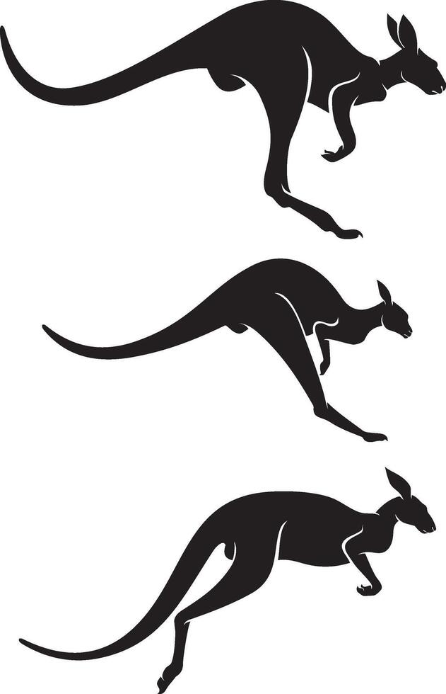 Kangaroo Jump Silhouette Set vector
