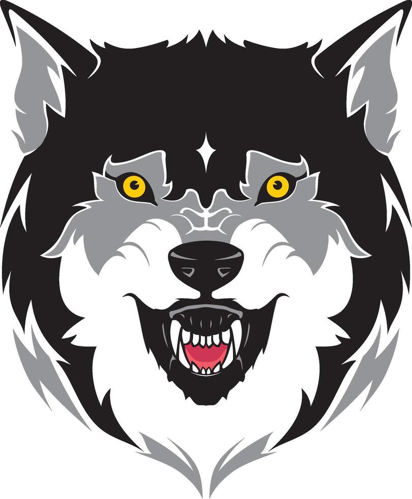 Wolf Head Aggressive Growl vector