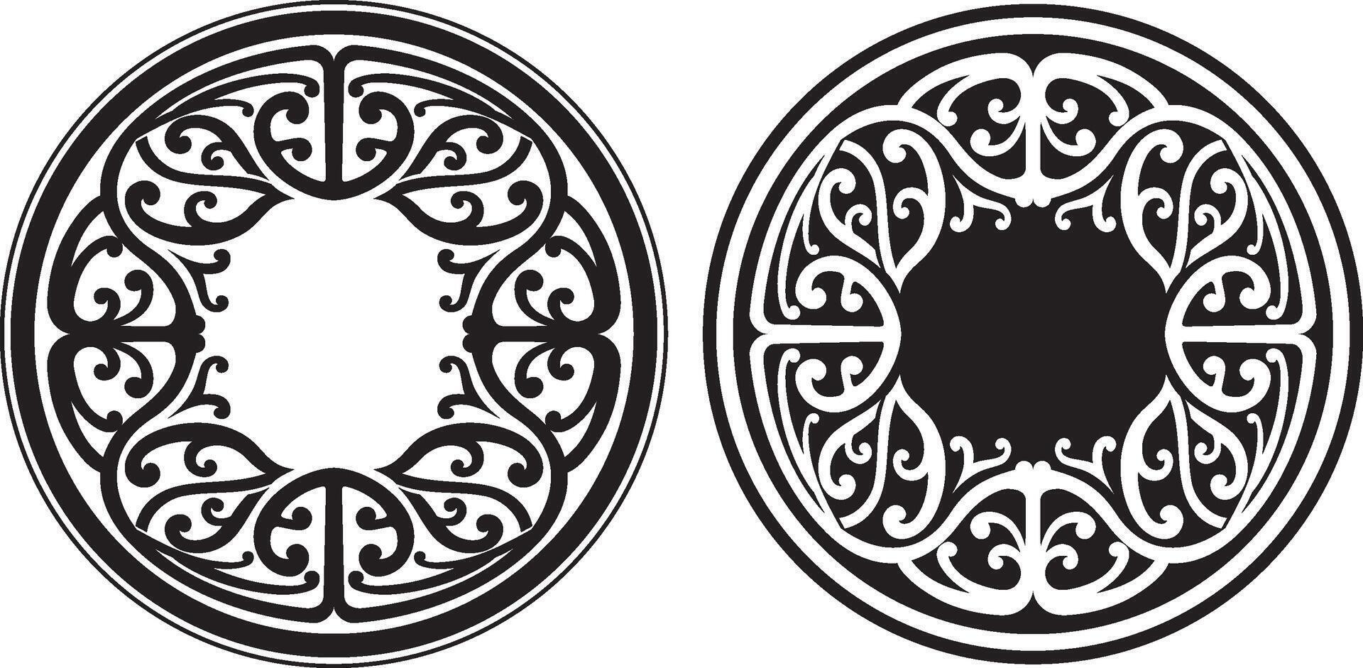 Maori Style Round Pattern Frame vector