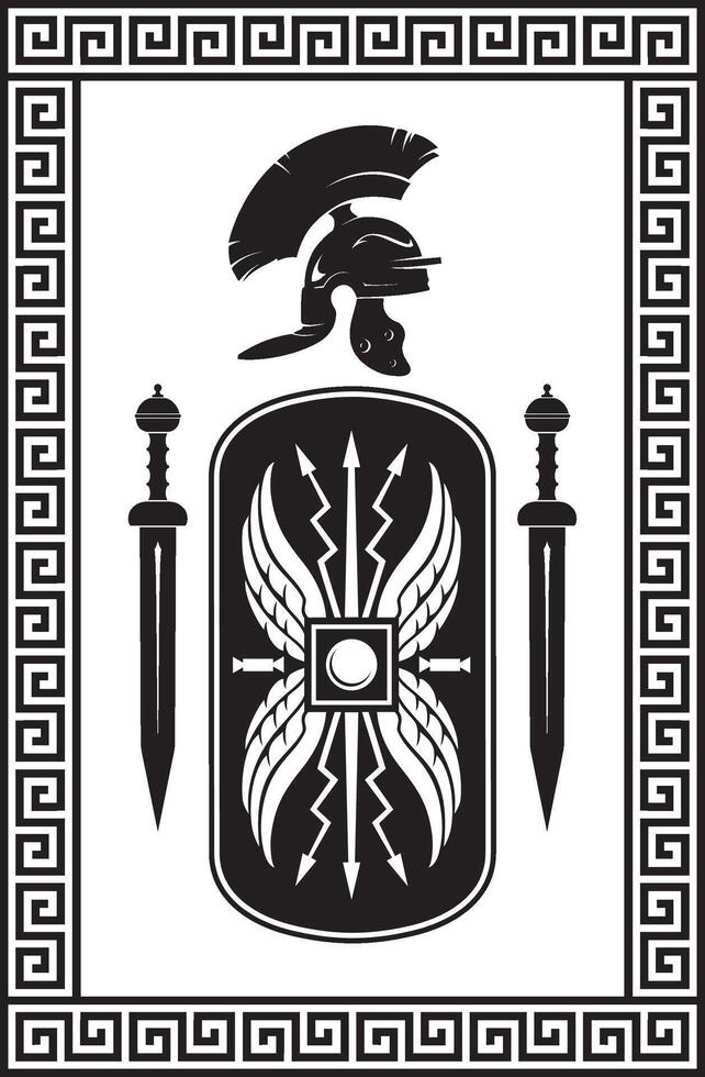 Roman Scutum Shield and Helm vector