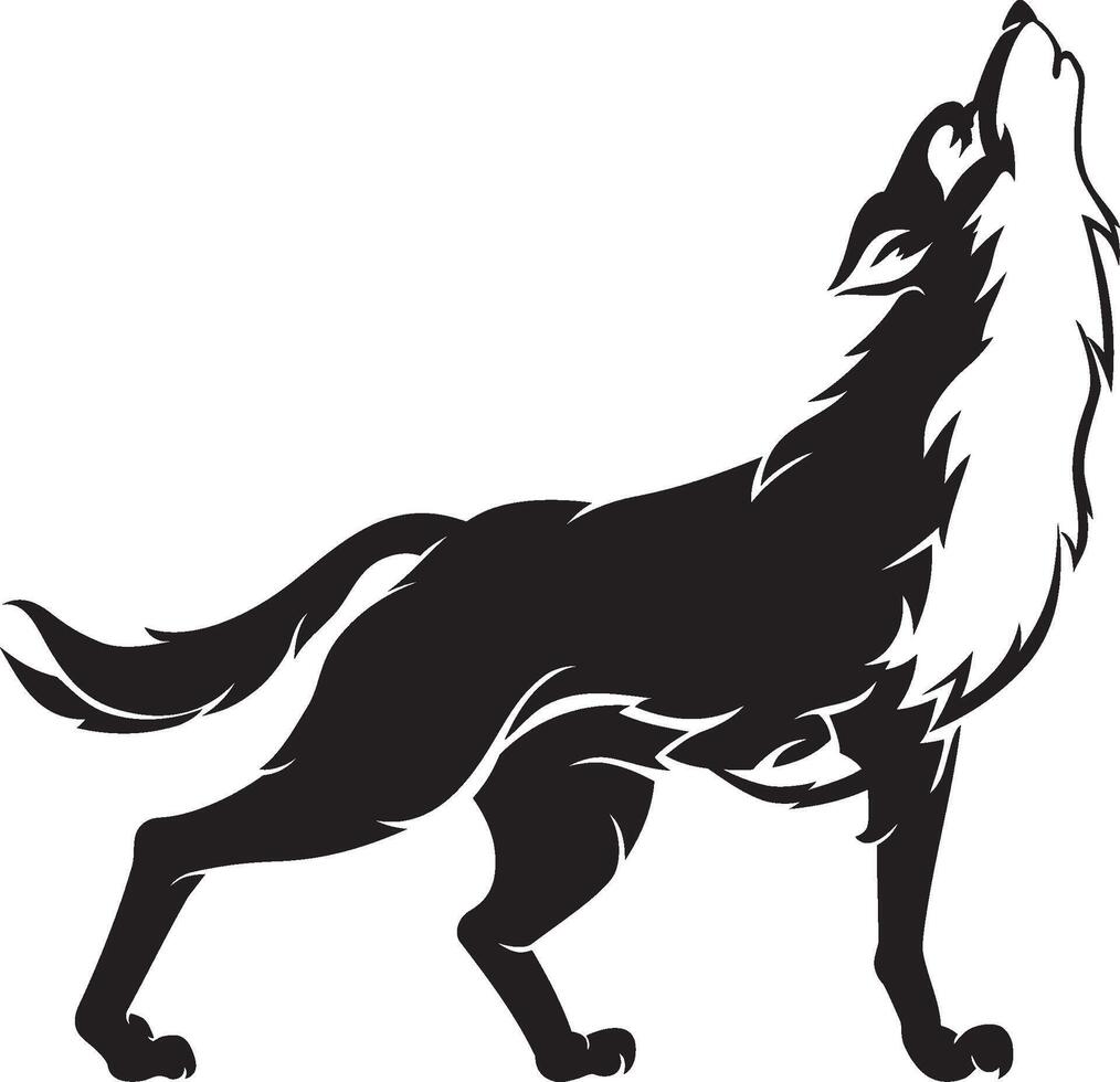 Wolf Howl, Side View Grey wolf full length vector