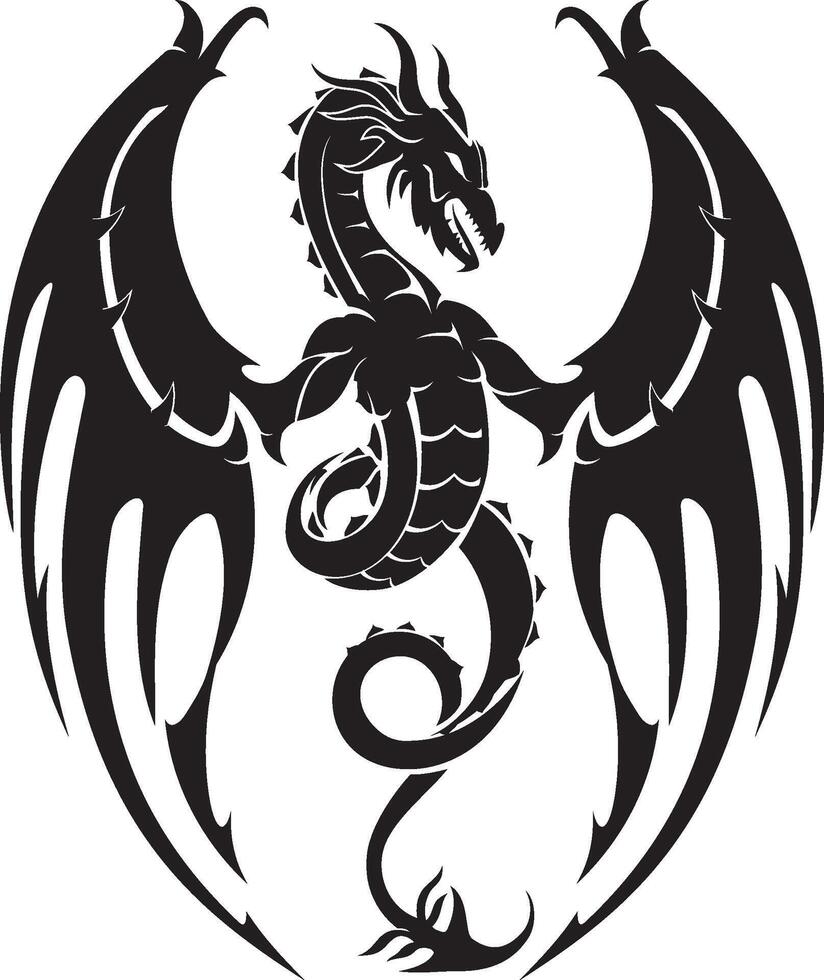 Dragon Crest Emblem, Mythical Flying Creature vector