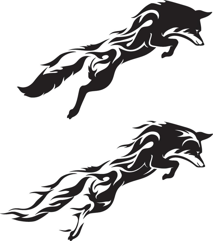 Flaming Fox Abstract Animal Illustration vector