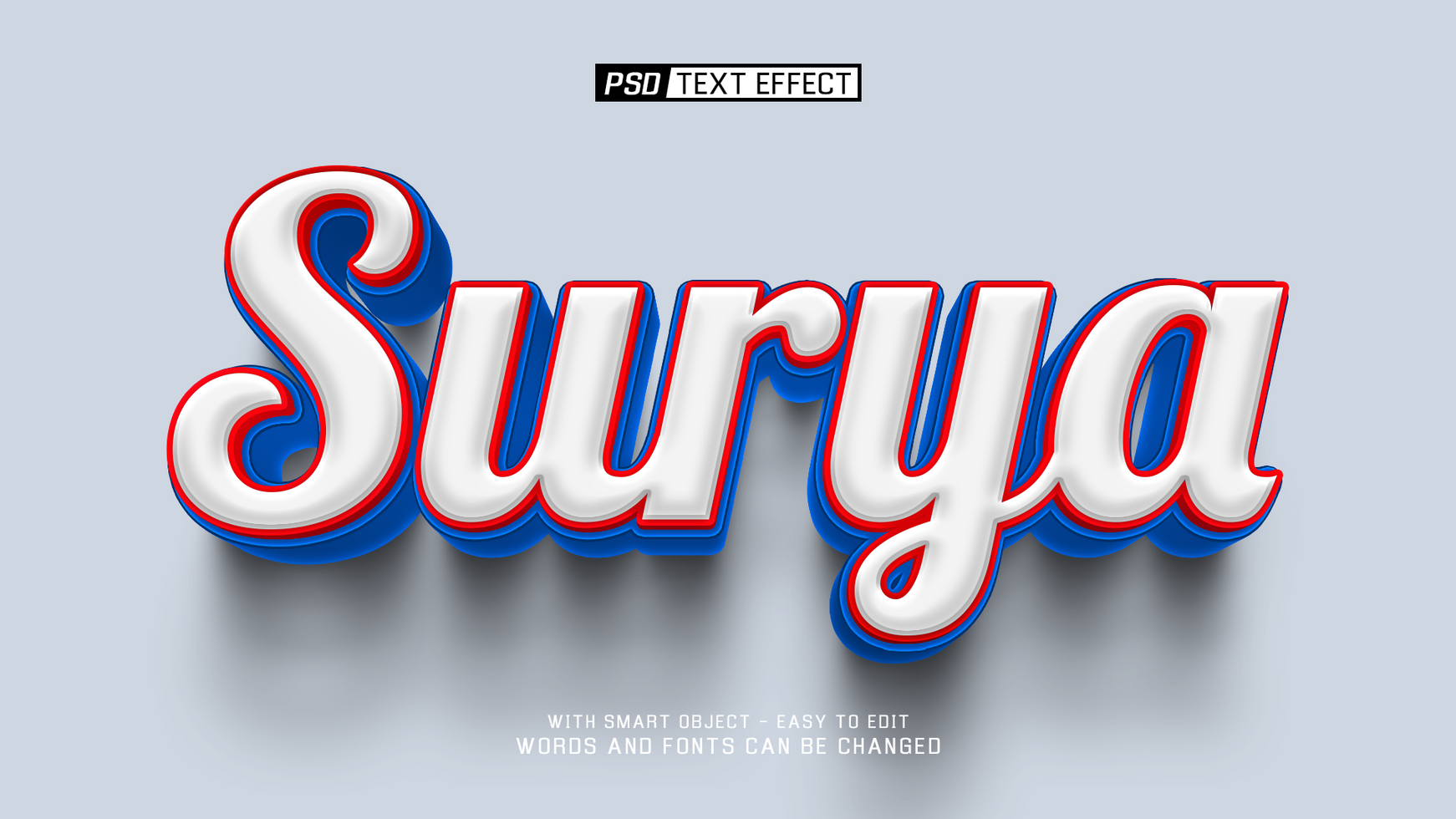 surya 3d text effect psd