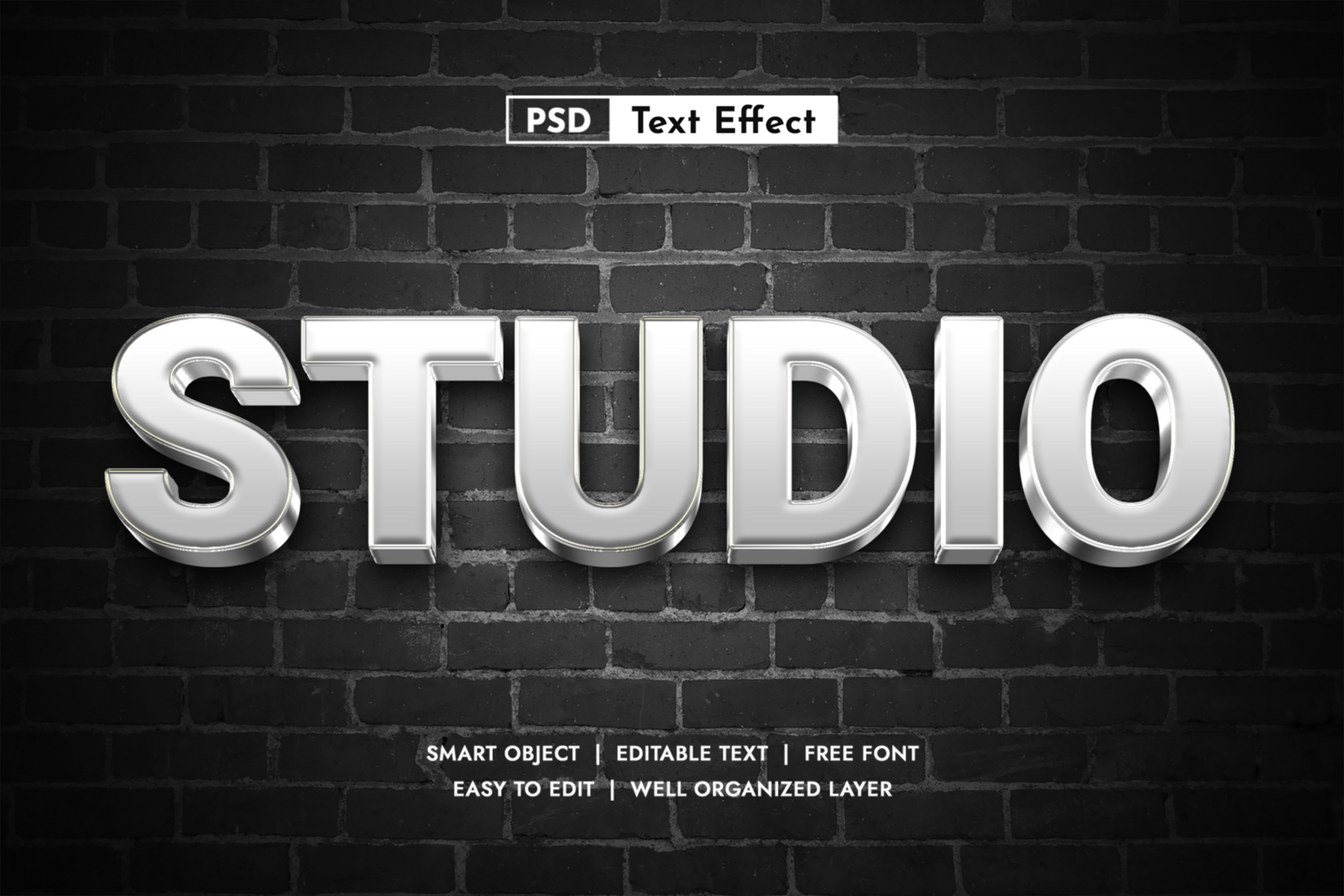 Studio Modern Clean 3D Text Effect Professional Design psd