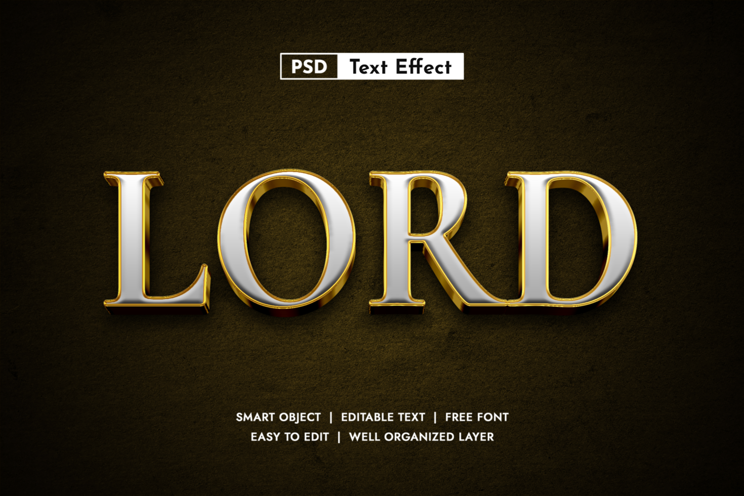 Lord Regal Gold Silver 3D Text Effect for Game Title psd