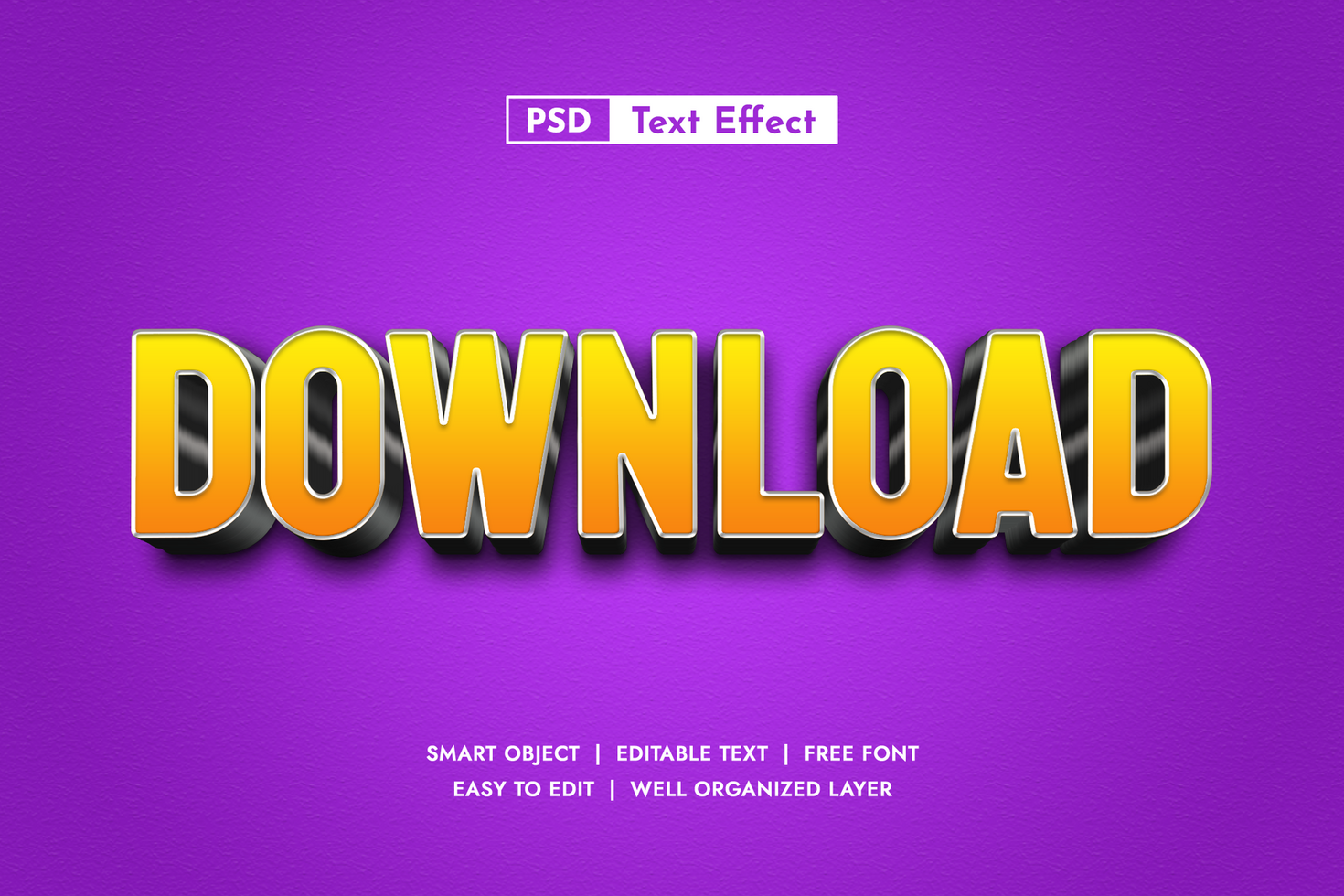 Download Button 3D Text Effect for Website UI psd