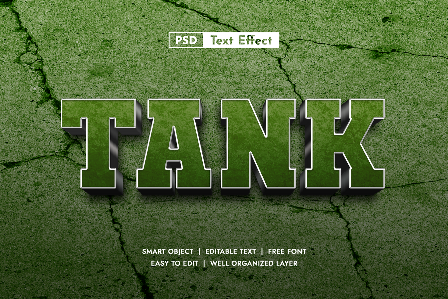 Tank Military Strong 3D Text Effect for Game Title psd