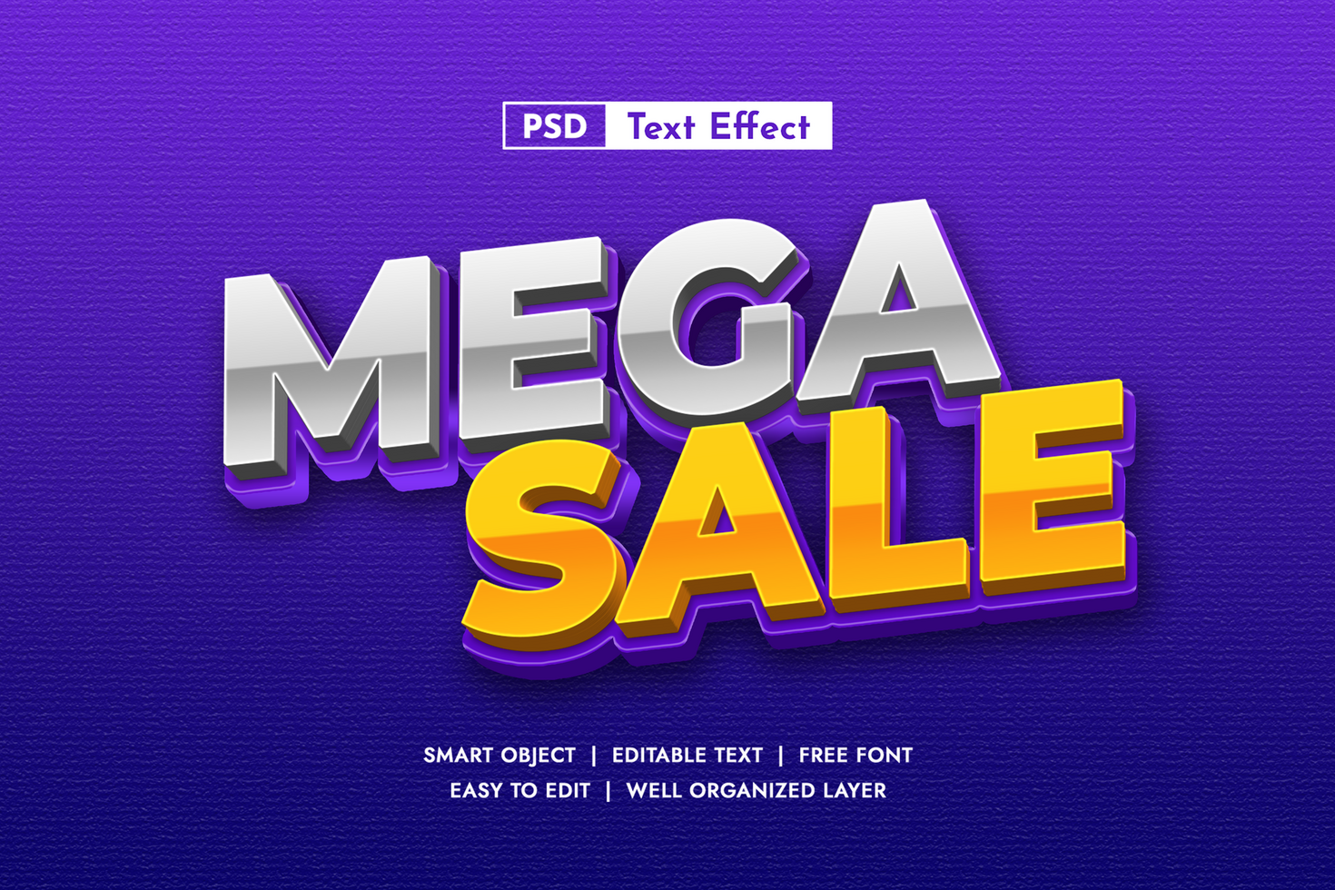 Mega Sale 3D Text Effect for Marketing Promotion psd