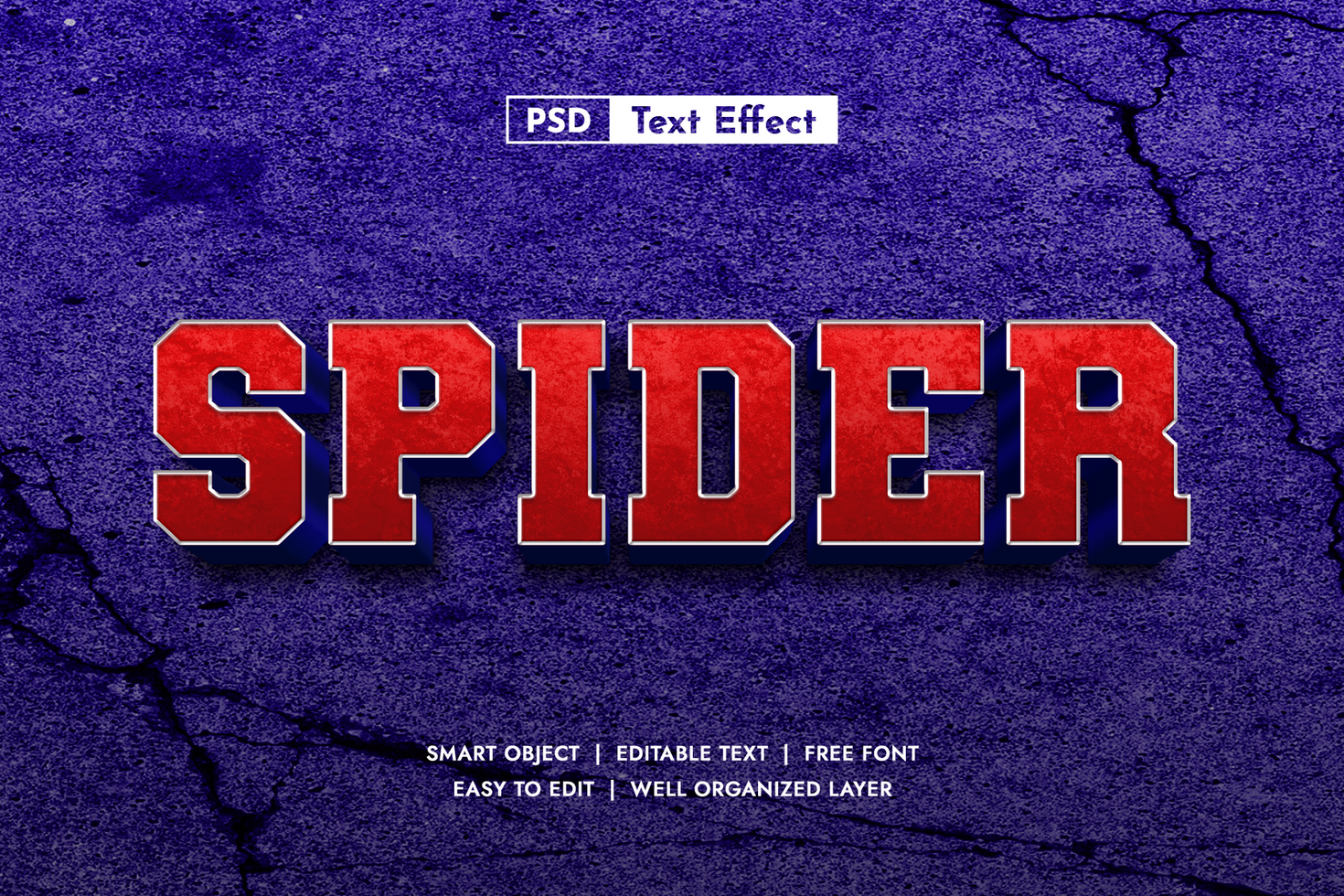 Spider Superhero 3D Text Effect for Game Title psd