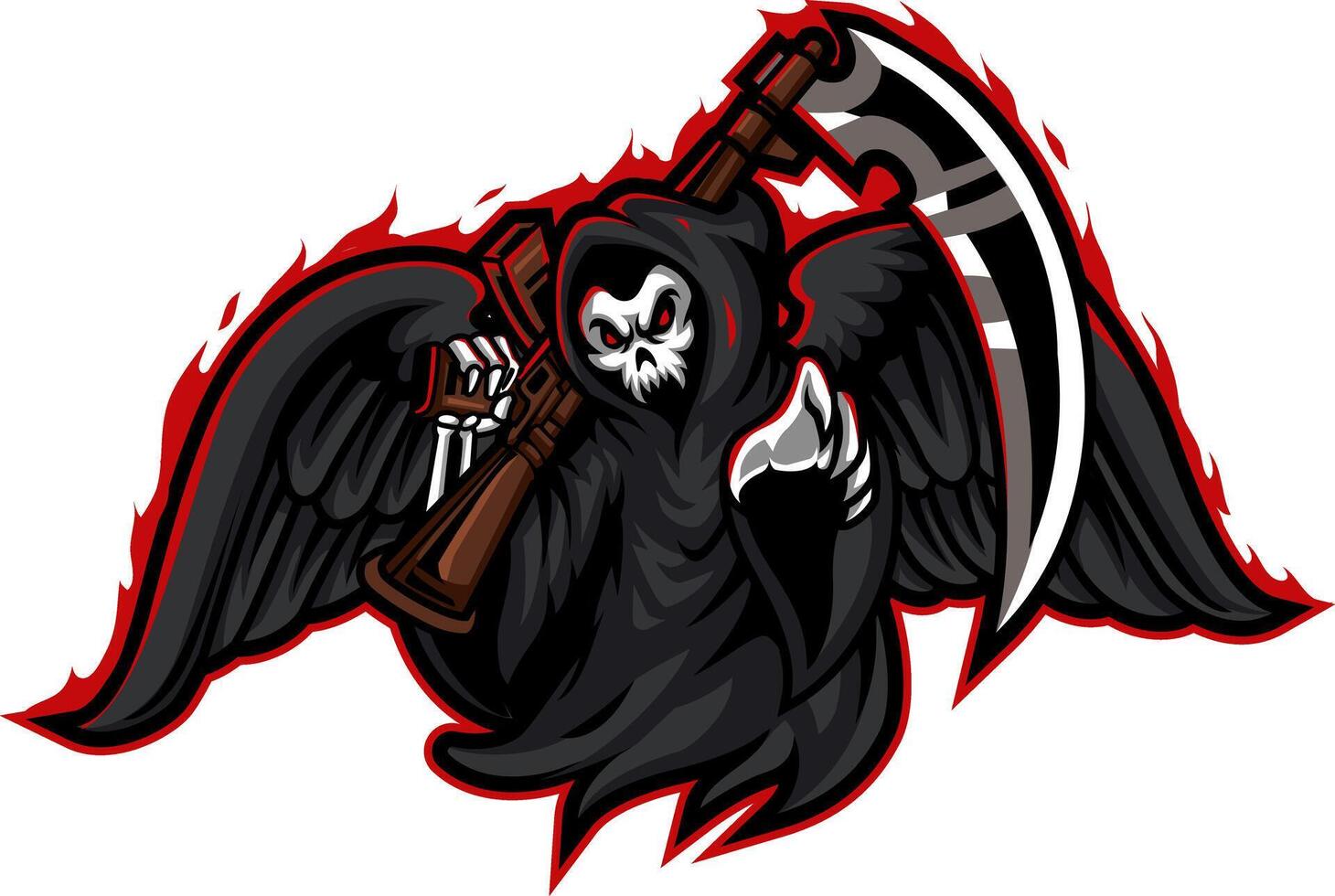 Shadow's Edge Grim Reaper Gaming Emblem vector