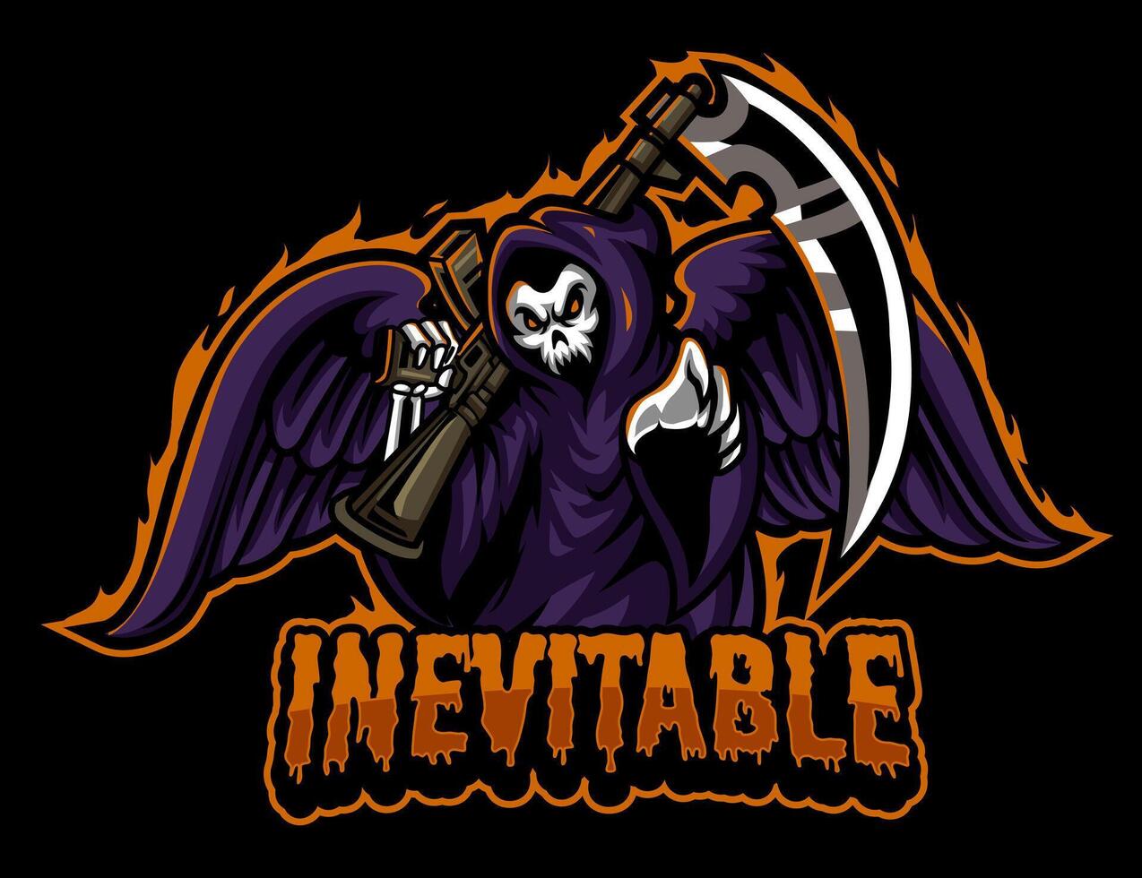 Reaper's Wrath E-Sport Logo Design vector
