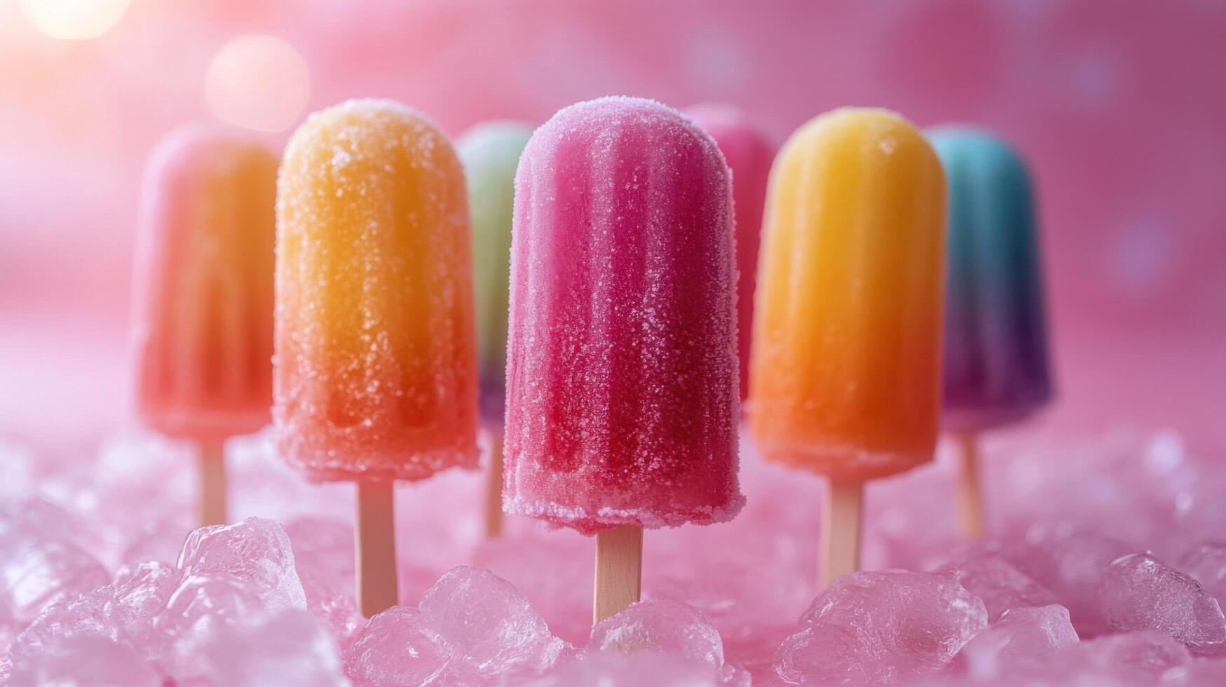 popsicles on ice with pink background photo