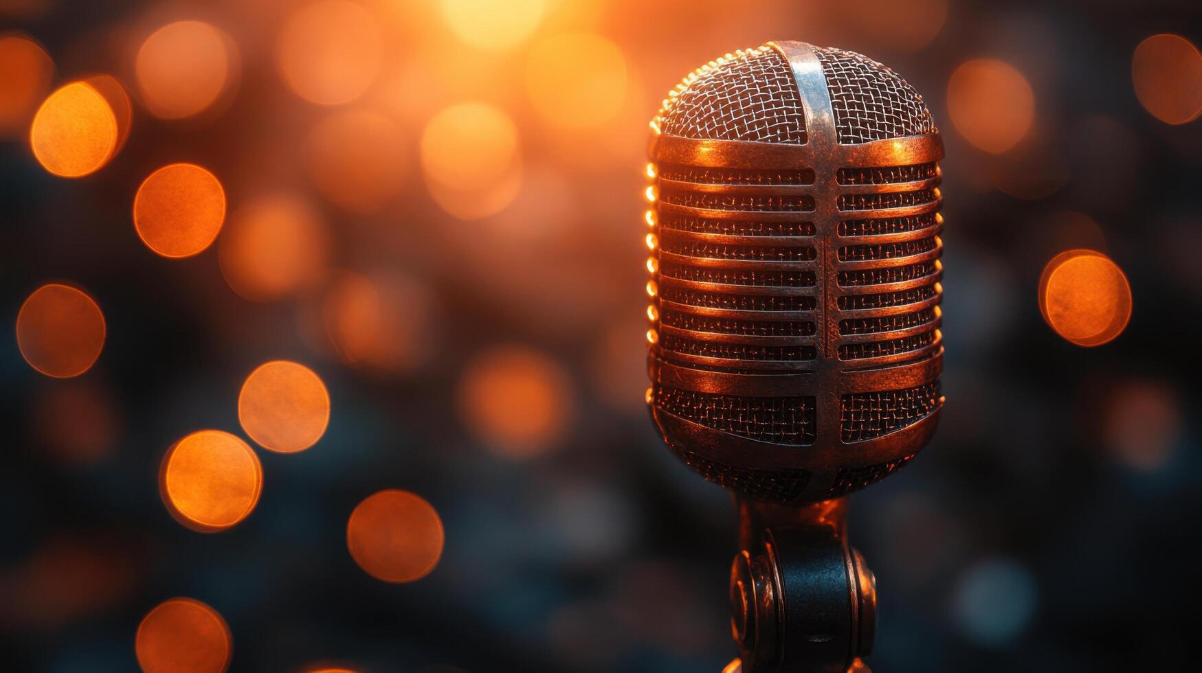 a microphone on a bokeh background photo
