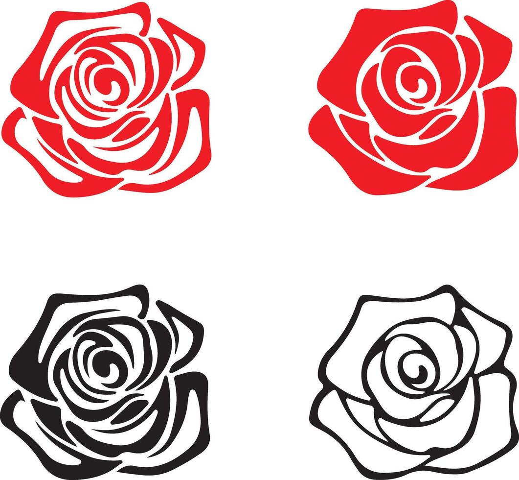 Pixel perfect icon set of rose flowers floral gardening rose plant petal flower blossom. Love valentine concept. Icons flat illustrations vector