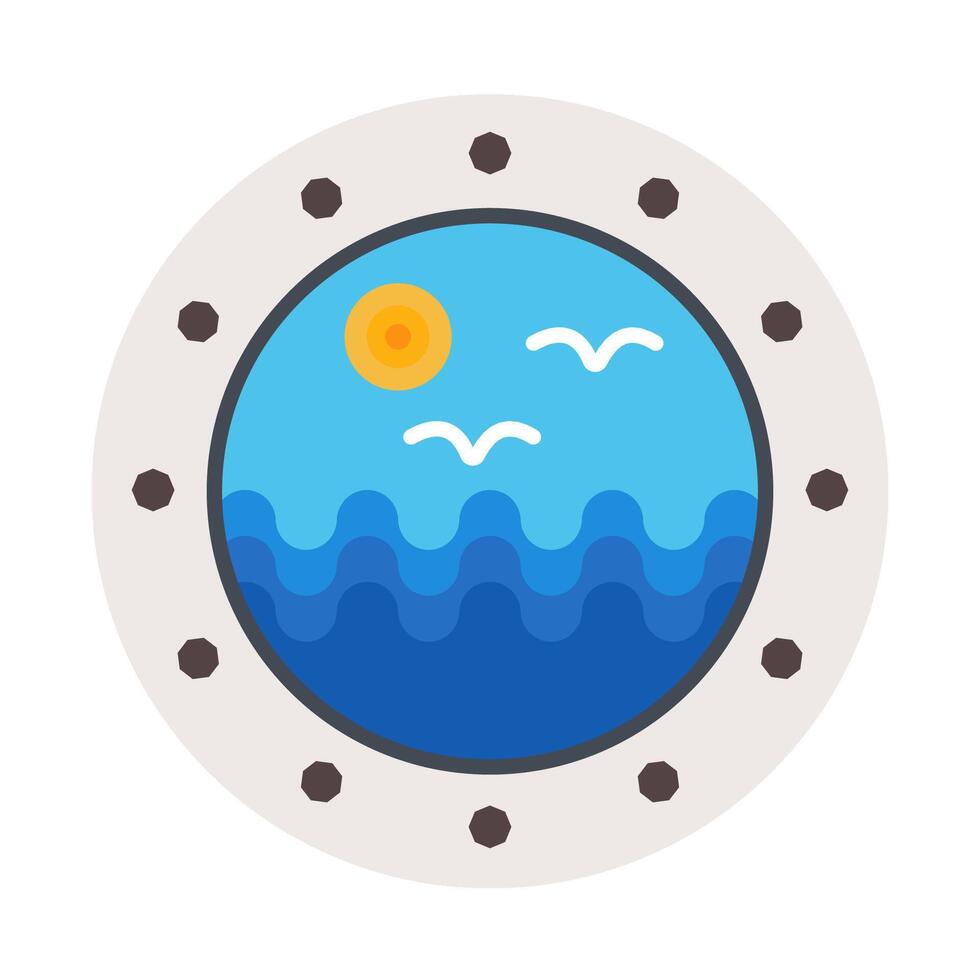 porthole ship flat icon vector