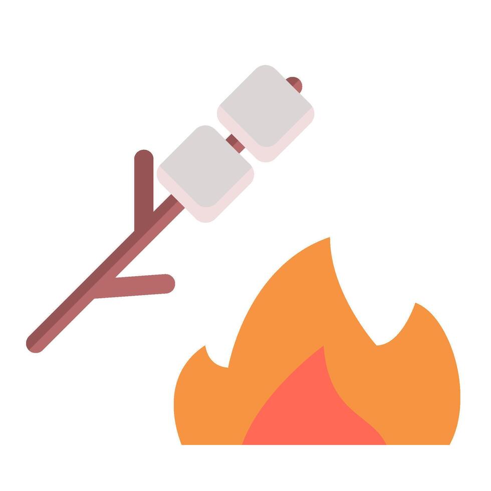 marshmallow camfire flat icon vector