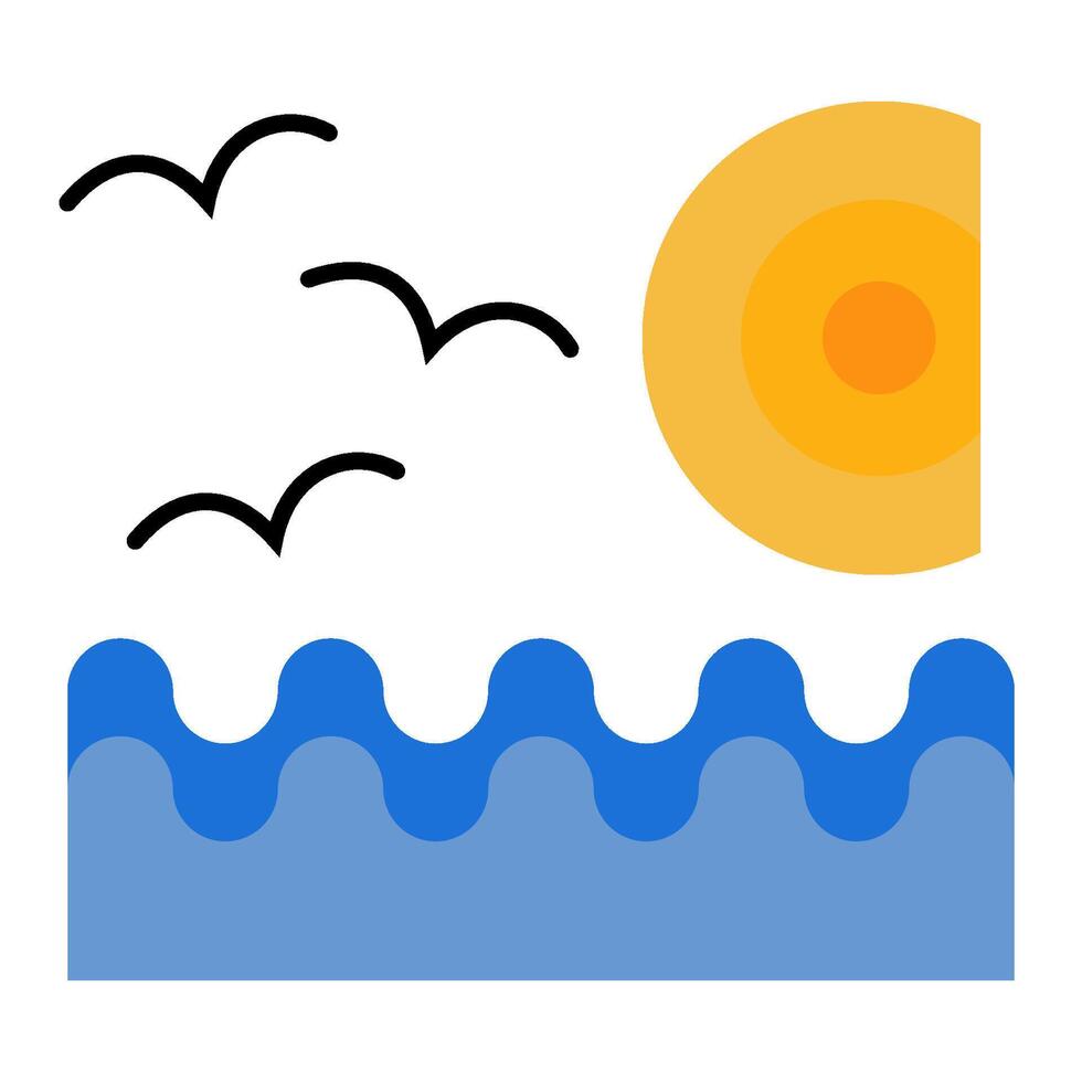 sun sea flat icon vector