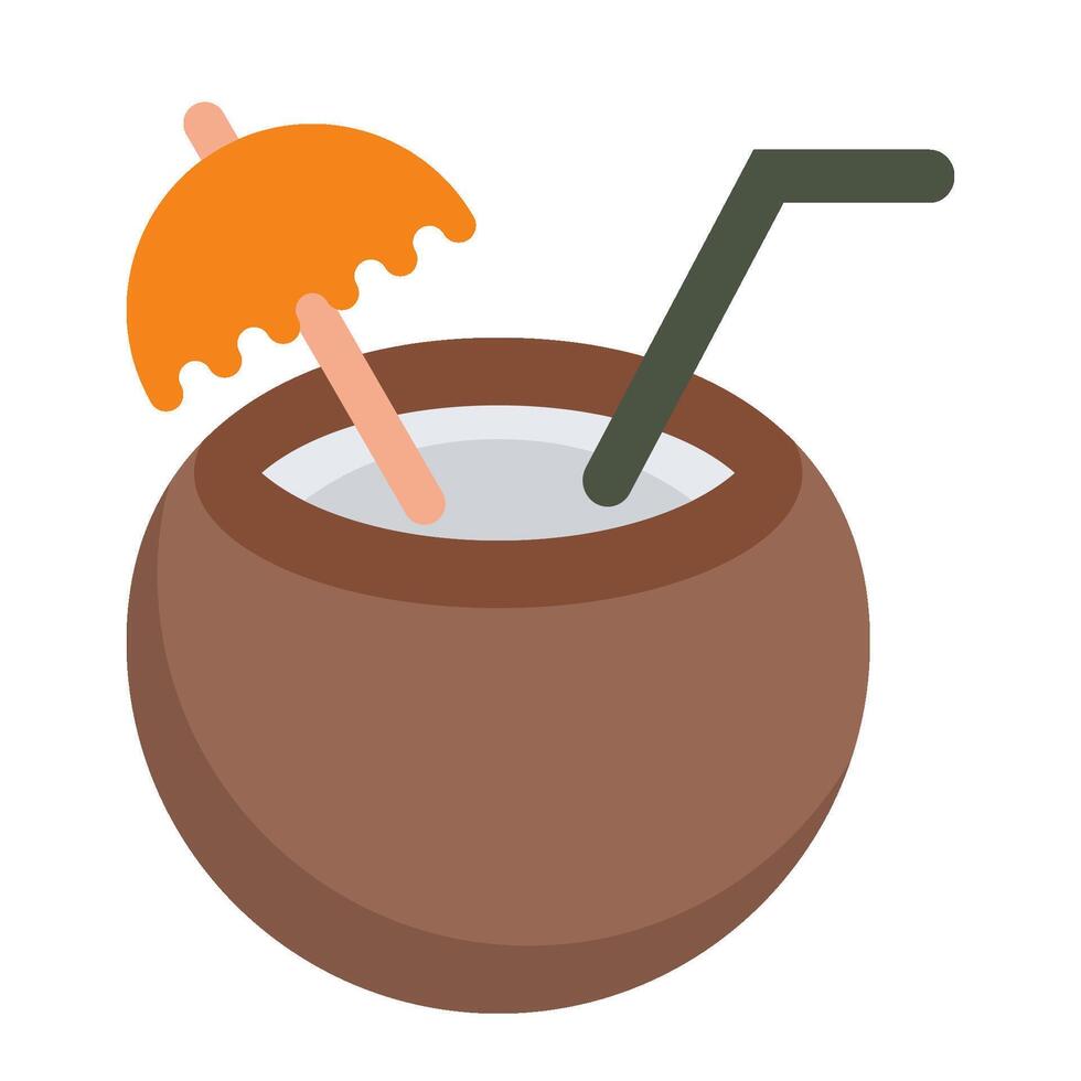 coconut cocktail flat icon vector