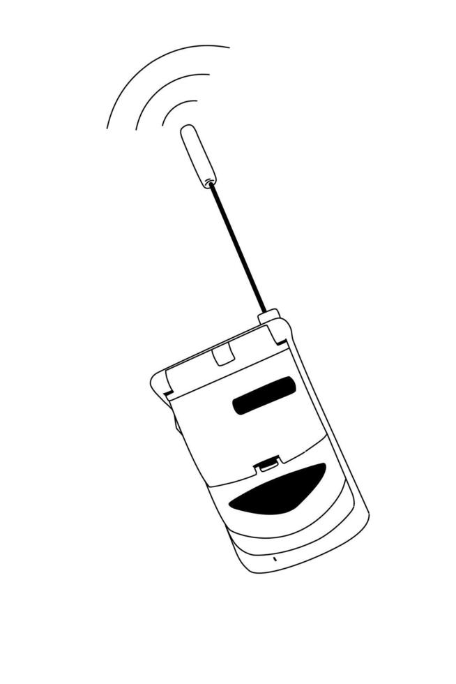 Foldable cellphone black and white line sketch vector