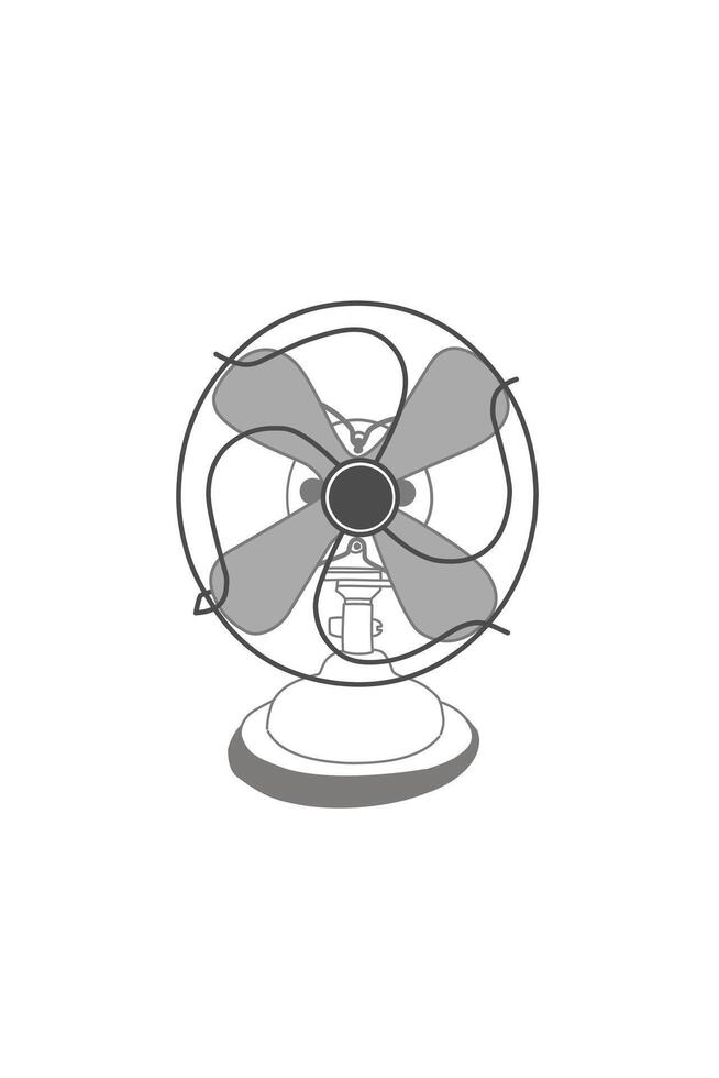 Black and white line art Old fan drawing vector