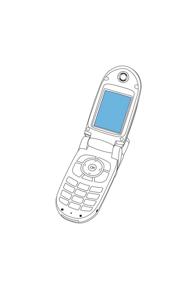 Black and white line art Foldable Phone Technology vector