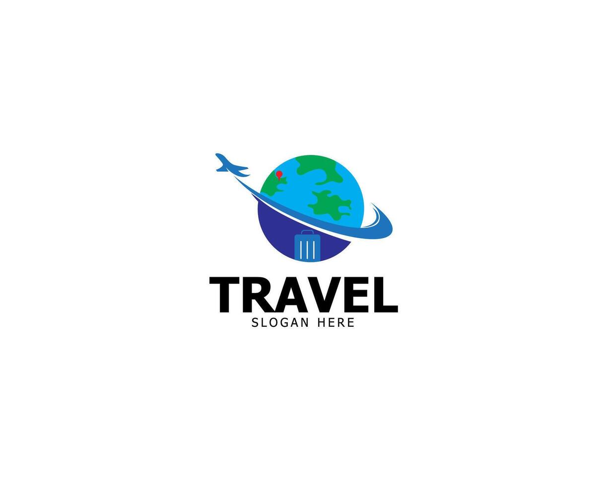 Globe and airplane icon. Airplane flying around the earth. Airplane travel logo. World map icon collection. illustration. vector