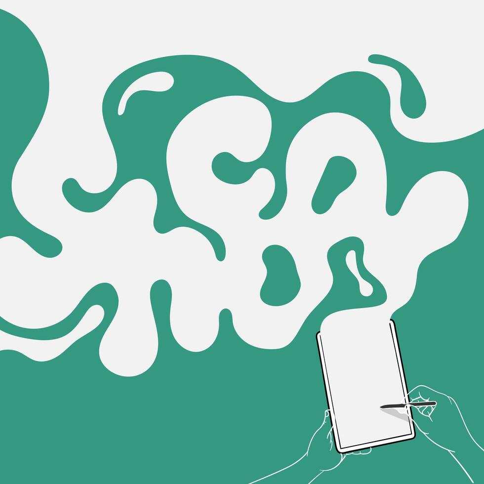 Back to school. smoke coming out of tablet in flat design and forming word school. tablet illustration for school campaign. vector