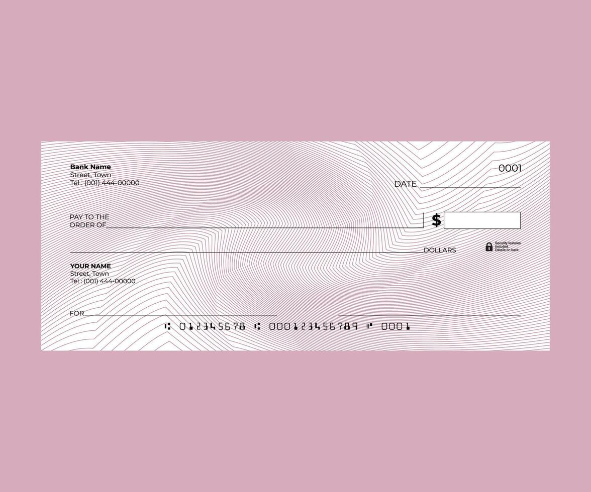 Modern Cheque with Pastel Purple Background vector