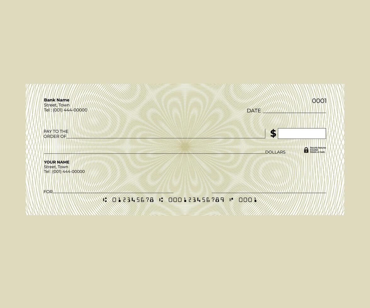 Secure Check Layout with Guilloche Style vector